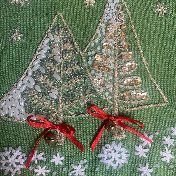 Vintage 90s Christmas Sweater Cardigan Carly St Claire S Embellished Embroidered - Picture 4 of 12